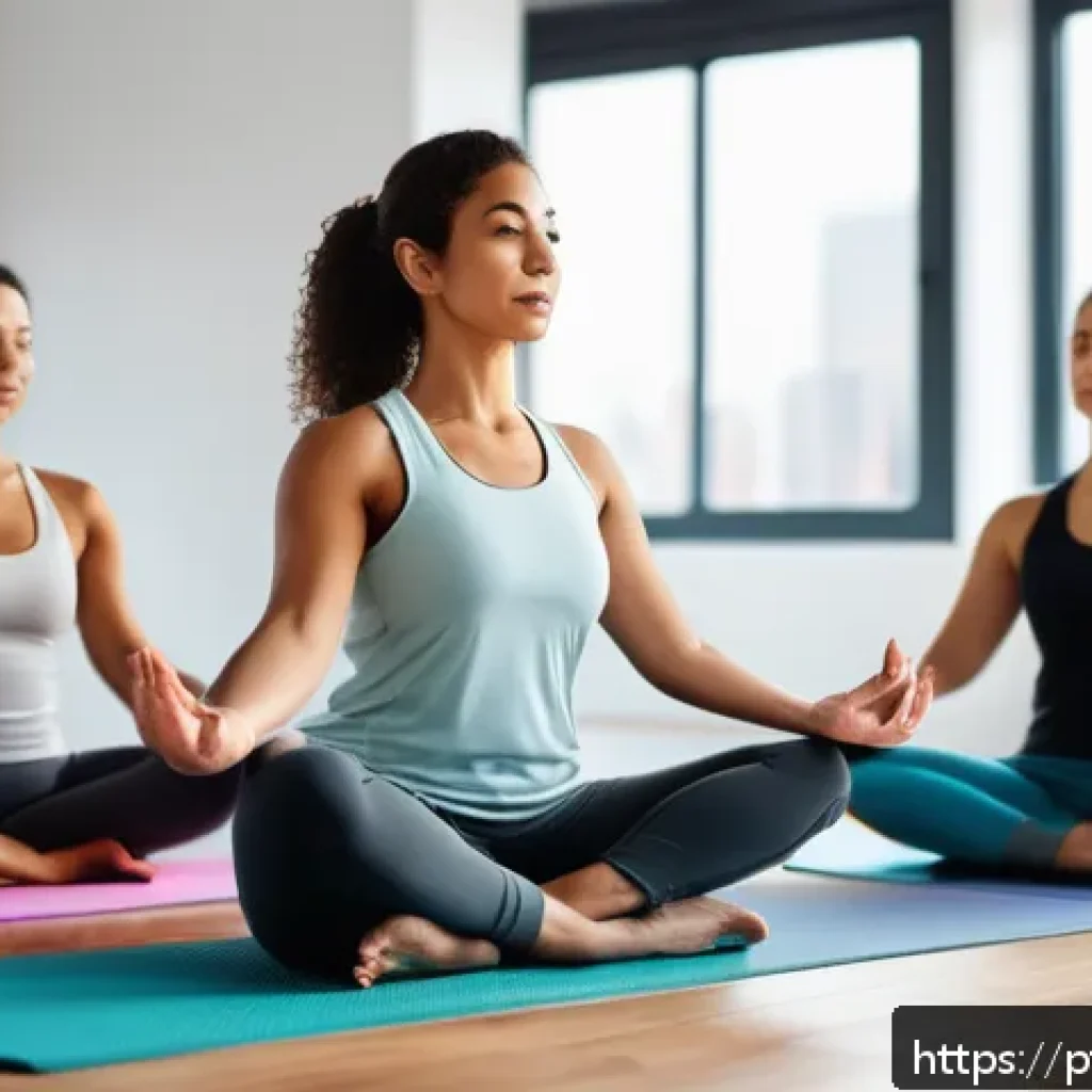 요가강사 경력 쌓는 방법 - A serene yoga instructor teaching a diverse group of adult students in a bright, modern studio with ...