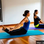 Home 23 요가강사 수입 증대 방법 - A warm, inviting yoga studio scene in Brazil with a diverse group of adult students practicing yoga ...